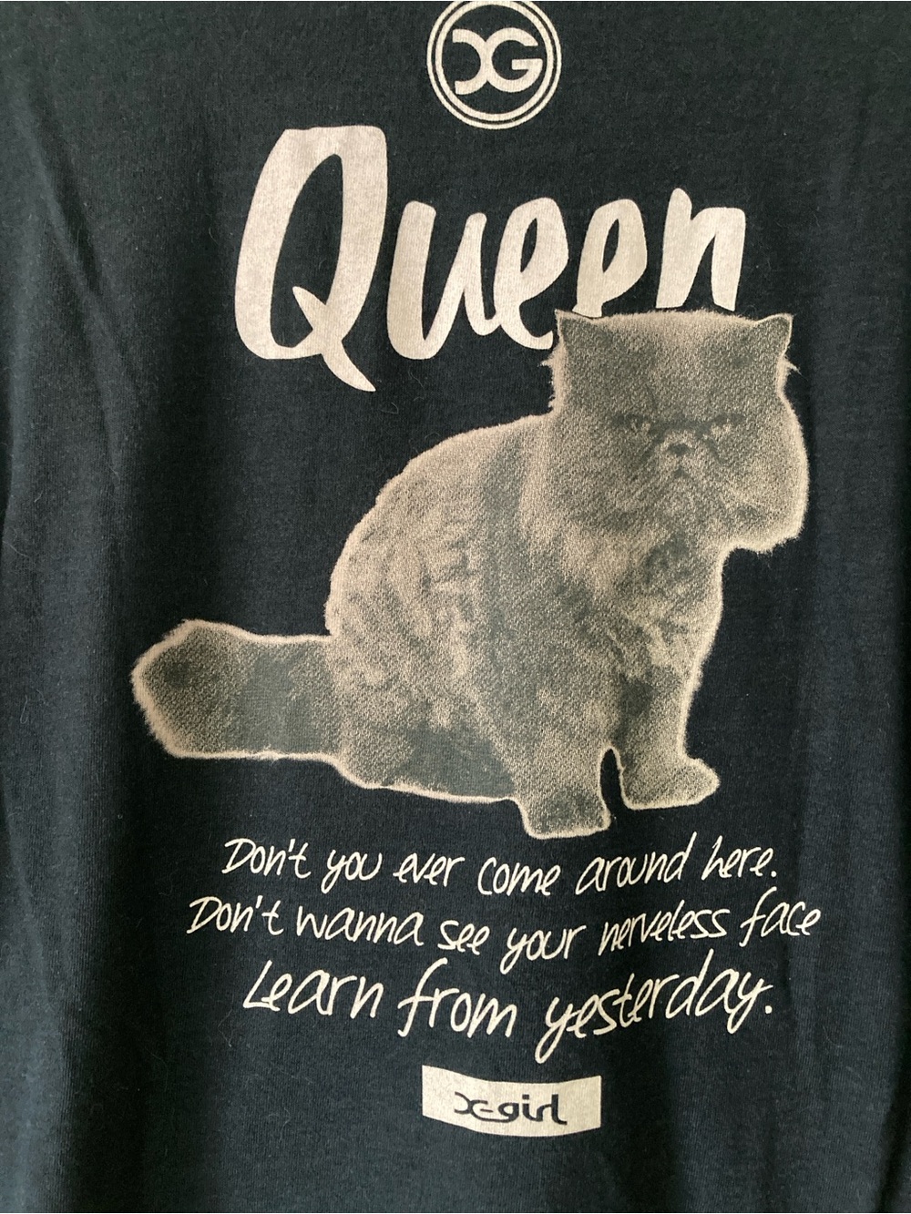 X-Girl Japan Vintage Queen Cat Tee in Black